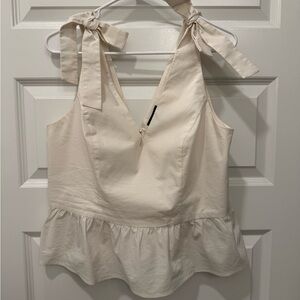 Express Cream Bow Halter Blouse